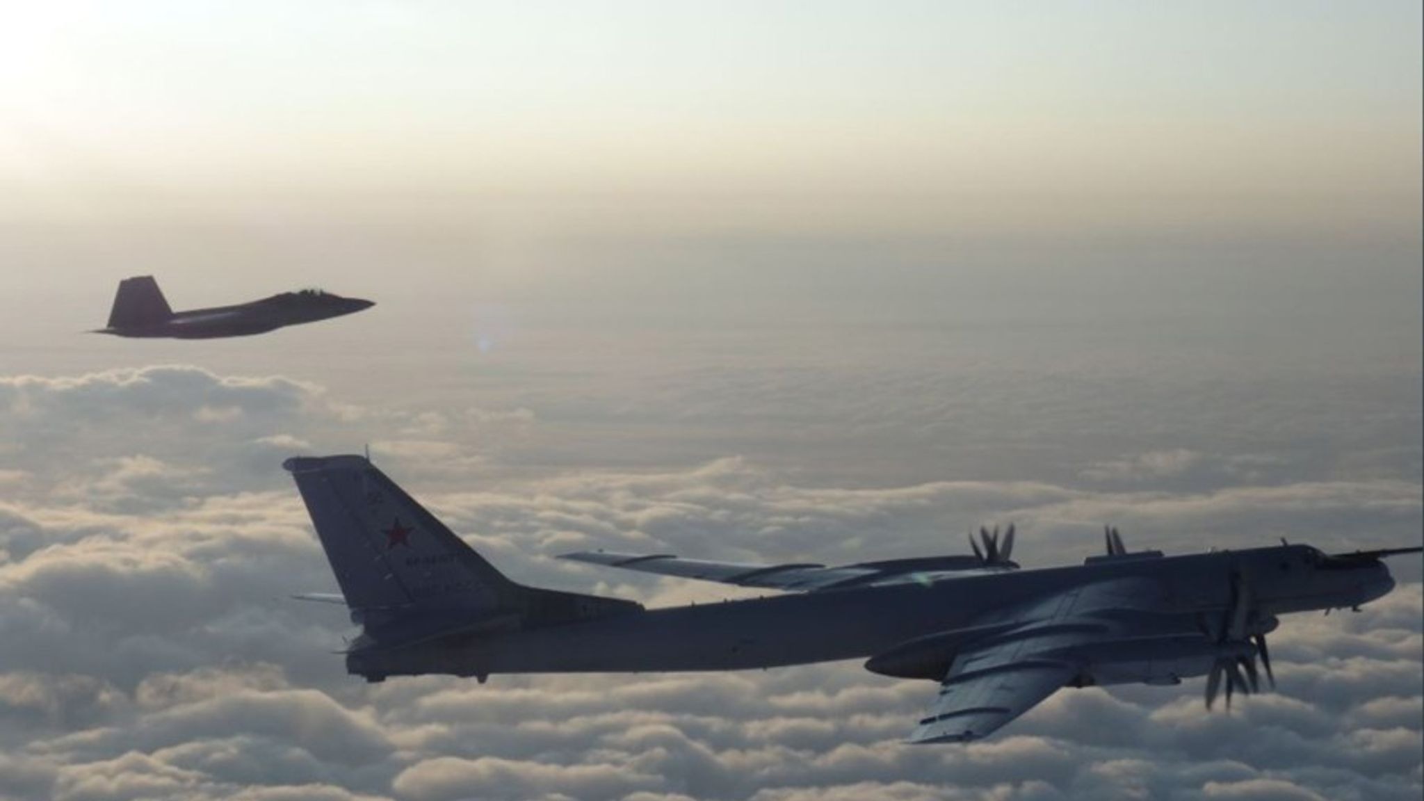 Putin has moved at least four heavy Tu-95MS nuclear bombers closer to Europe, according to a new report (not the aircraft pictured). (Pic: Sourced)