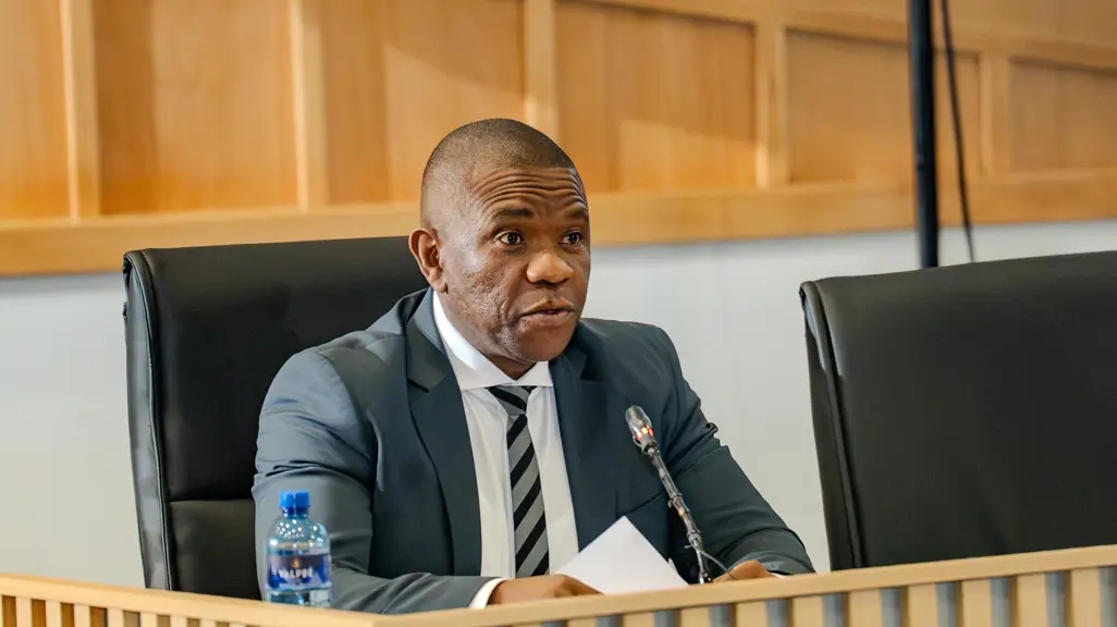 KwaZulu-Natal Police Commissioner Lt-Gen Nhlanhla Mkhwanazi opening testimony at the Madlanga Commission yesterday. (Pic: The Citizen)