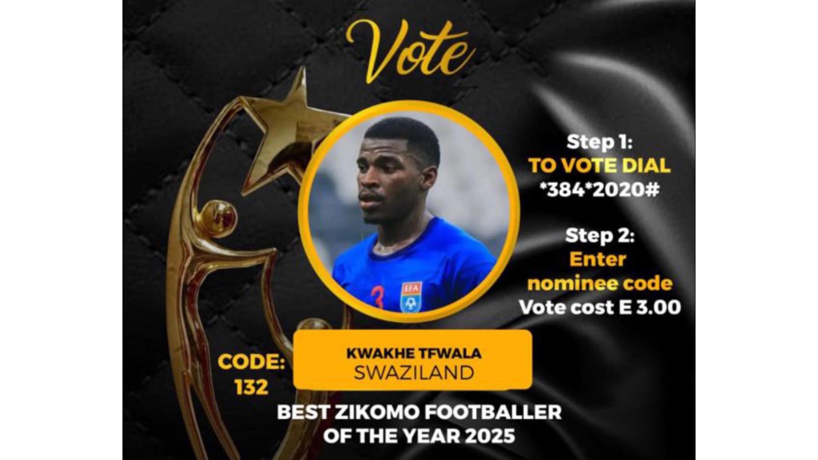 Nsingizini Hotspurs’ Kwakhe Thwala has been nominated for Zikomo Footballer of the Year 2025. (Courtesy pic)